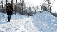Snowy_road_in_the_park - free HD stock video